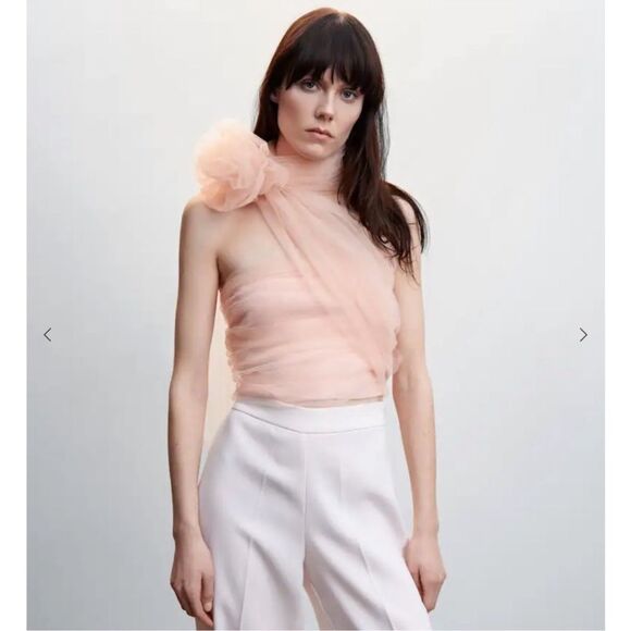 Mango knit tulle floral top NWT - Picture 7 of 8
